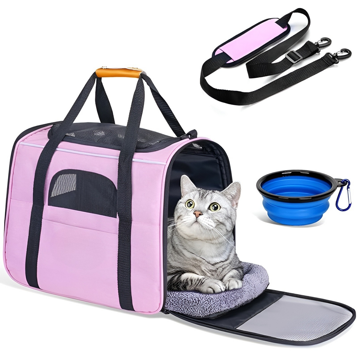 Soft-Sided Cat Carrier with Safety Zipper – Airline-Approved, Foldable & Ventilated