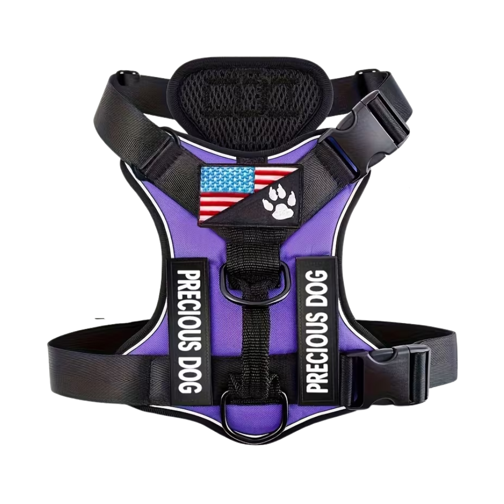 Adjustable Reflective Service Dog Harness with 5 Removable Training Patches