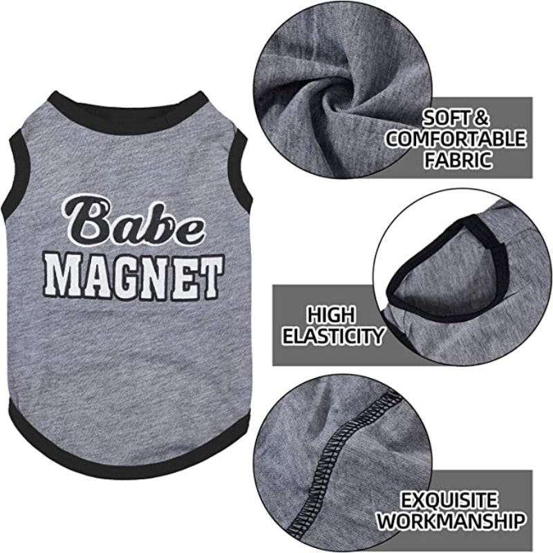 8-Piece Dog T-Shirt Set – Funny Letter Prints, Stylish Summer Outfits for Small Breeds