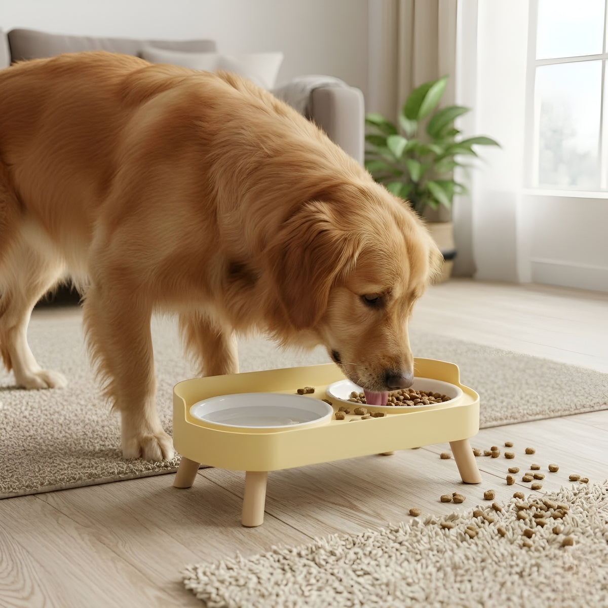 Elevated Dual Pet Feeding Bowl Set with Stand – Stainless Steel Bowls & Non-Slip Base