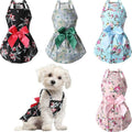 4-Piece Dog Princess Sundress Set – Floral Bowknot Pet Dresses for Small Dogs & Cats, Summer Puppy Outfit