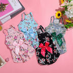4-Piece Dog Princess Sundress Set – Floral Bowknot Pet Dresses for Small Dogs & Cats, Summer Puppy Outfit