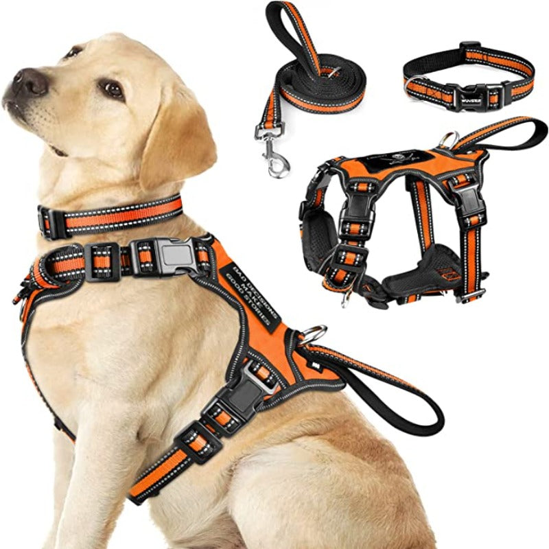 3-in-1 Reflective Dog Harness Set — No-Pull Harness, Collar & Leash for Puppies & Small Dogs