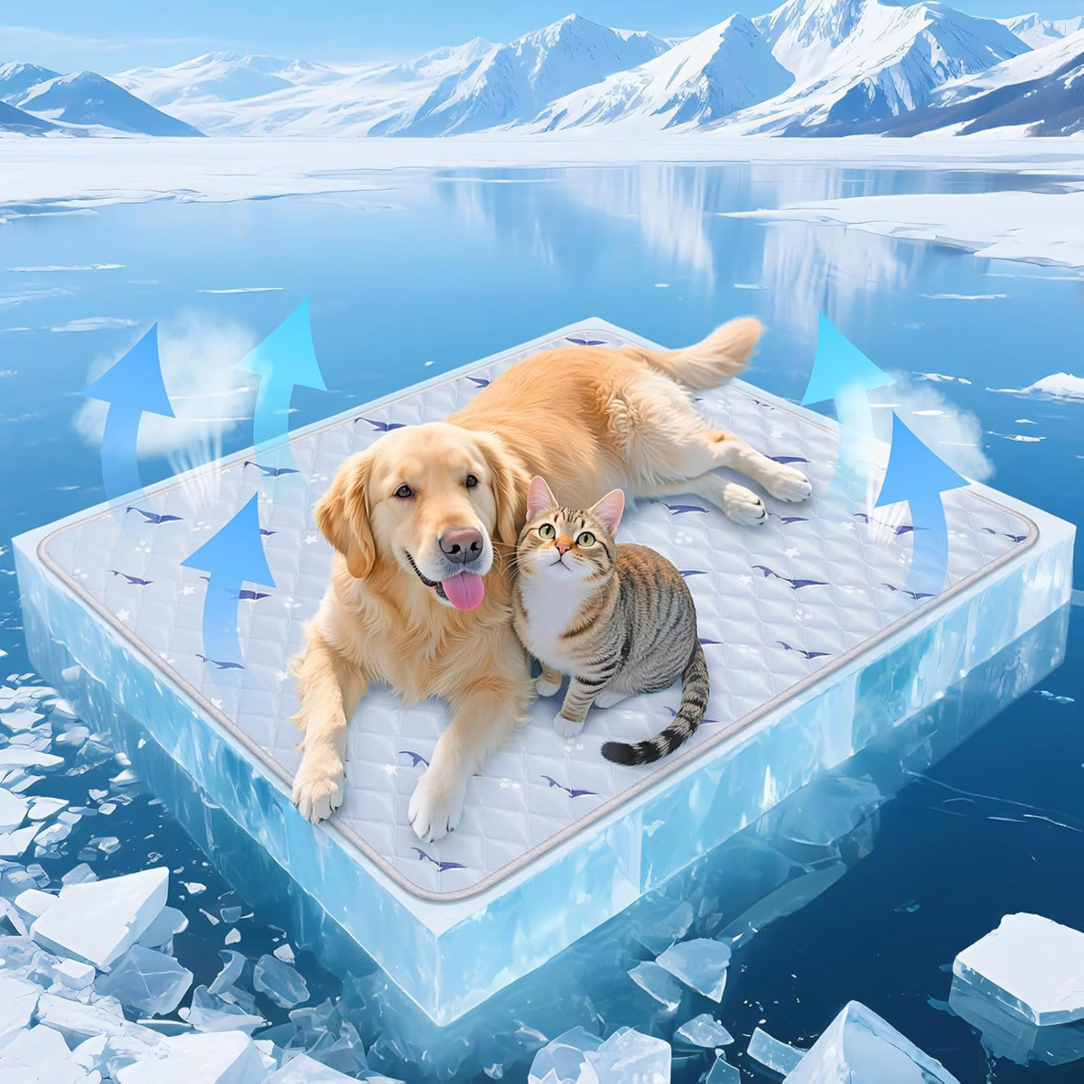 Portable Cooling Dog Mat with Non-Slip Bottom – Gel-Free Pet Cooling Pad for Summer & Year-Round Comfort