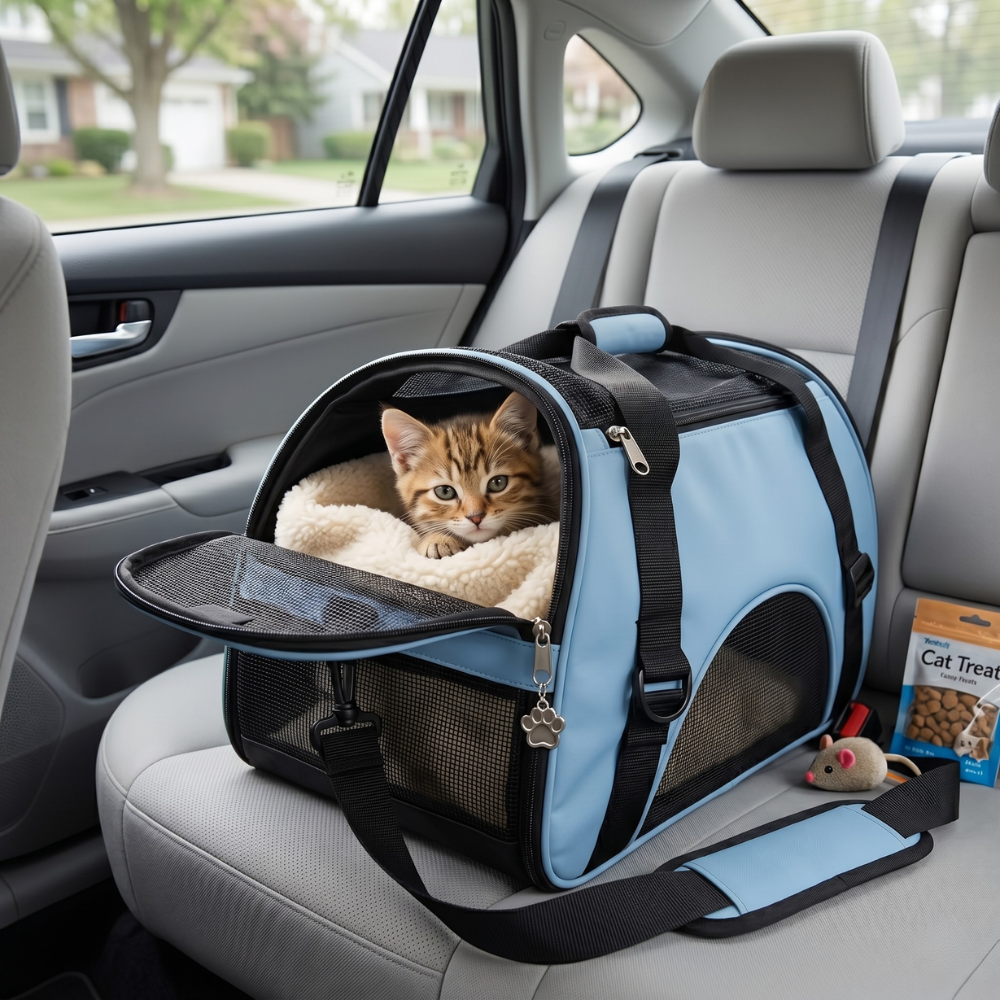 Foldable Airline-Approved Soft-Sided Pet Carrier Bag for Cats & Small Dogs