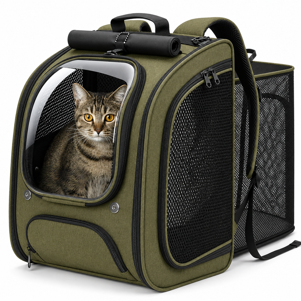 3D Ergonomic Pet Backpack Carrier – Comfortable, Ventilated & Secure for Cats & Small Dogs