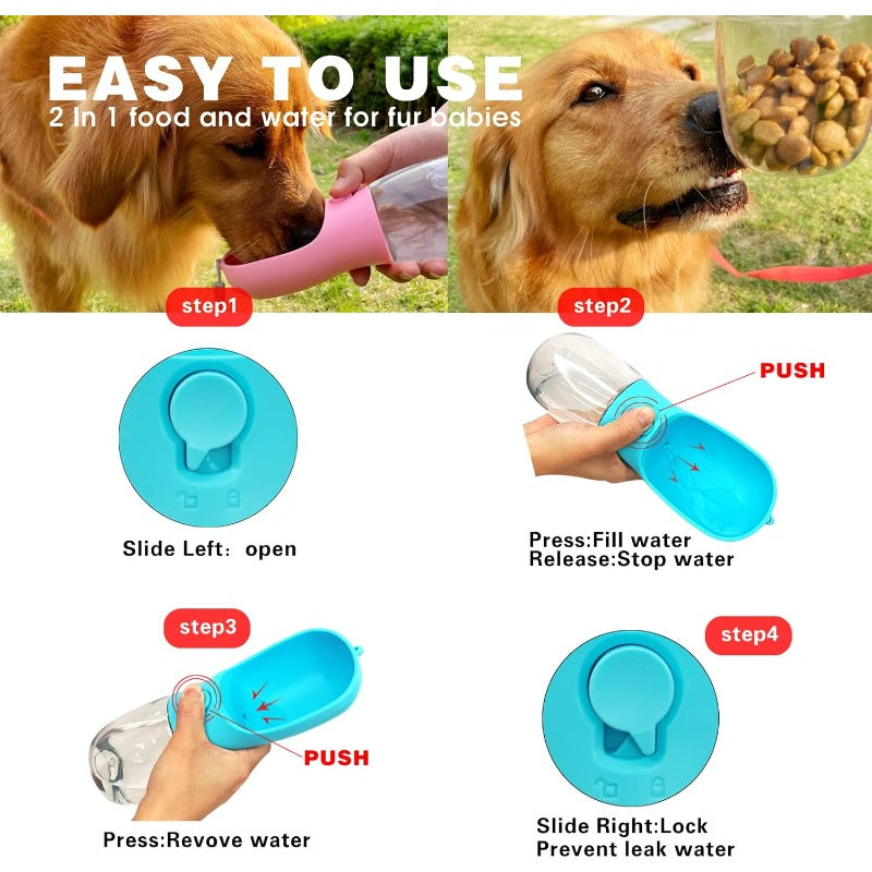 Dual-Chamber Pet Travel Flask – Dog Water Bottle & Food Container Combo