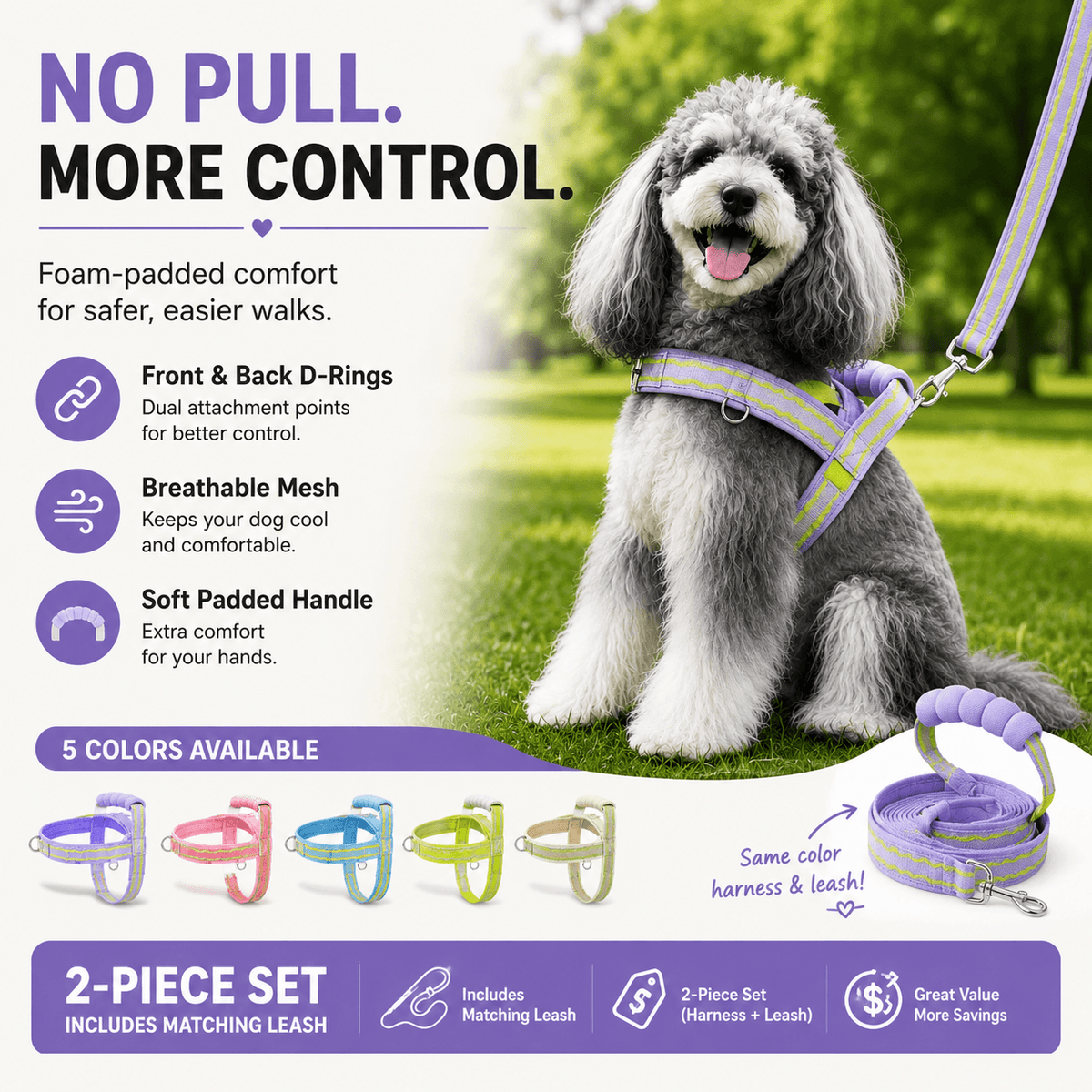 Foam Handle Dog Control Harness – Adjustable, Breathable & Training-Ready