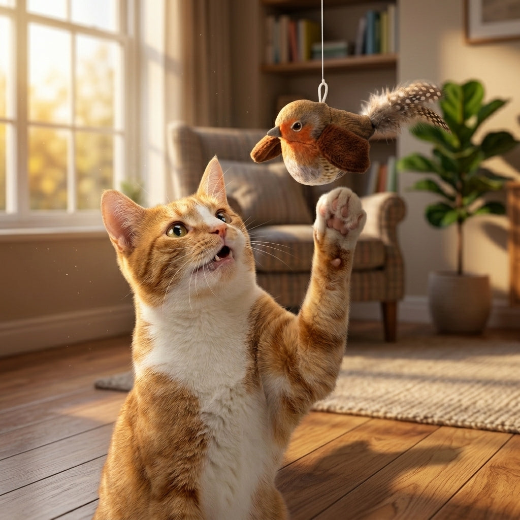 2-Pack Realistic Feathered Bird Cat Toys with Chirping Sound – Interactive Plush for Cats