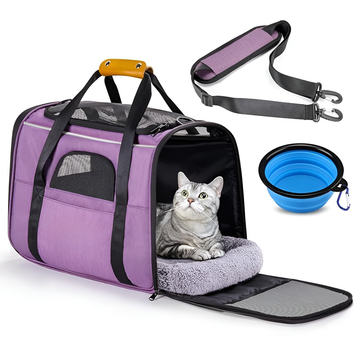 Soft-Sided Cat Carrier with Safety Zipper – Airline-Approved, Foldable & Ventilated