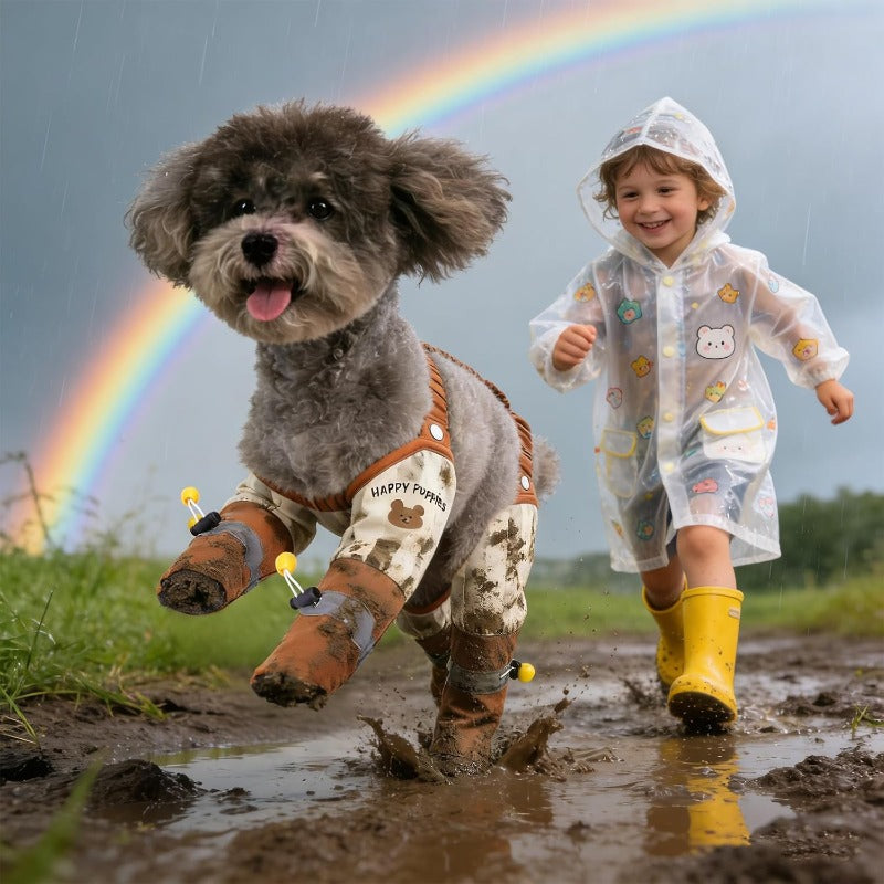 Stay-On Suspender Dog Boots – Waterproof Pet Rain Boots with Adjustable Straps