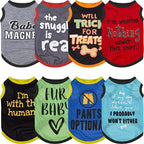 8-Piece Dog T-Shirt Set – Funny Letter Prints, Stylish Summer Outfits for Small Breeds