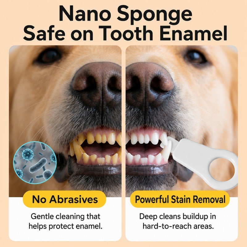 Nano Sponge Pet Tooth Cleaner – Disposable Dental Wipes for Dogs & Cats
