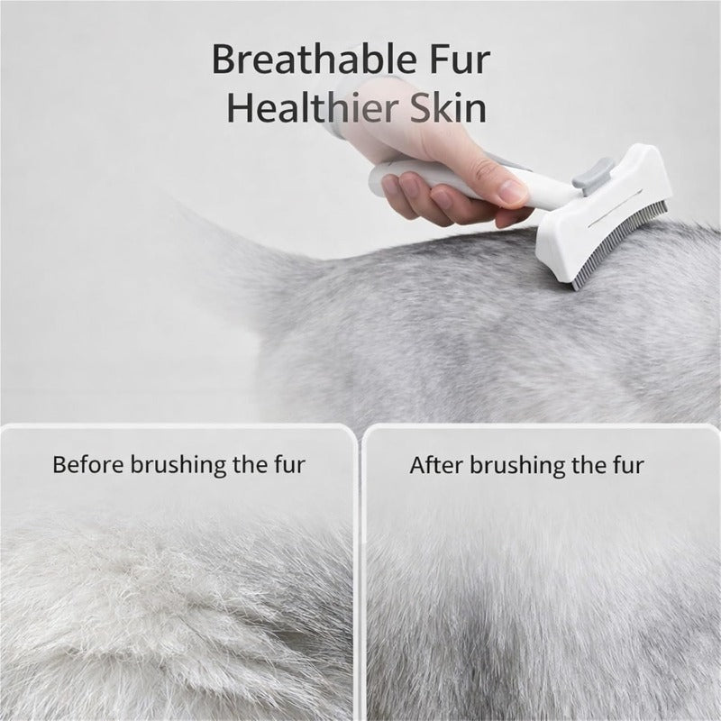 One-Click Fur Remover for Cats & Dogs — Self-Cleaning Pet Grooming Brush