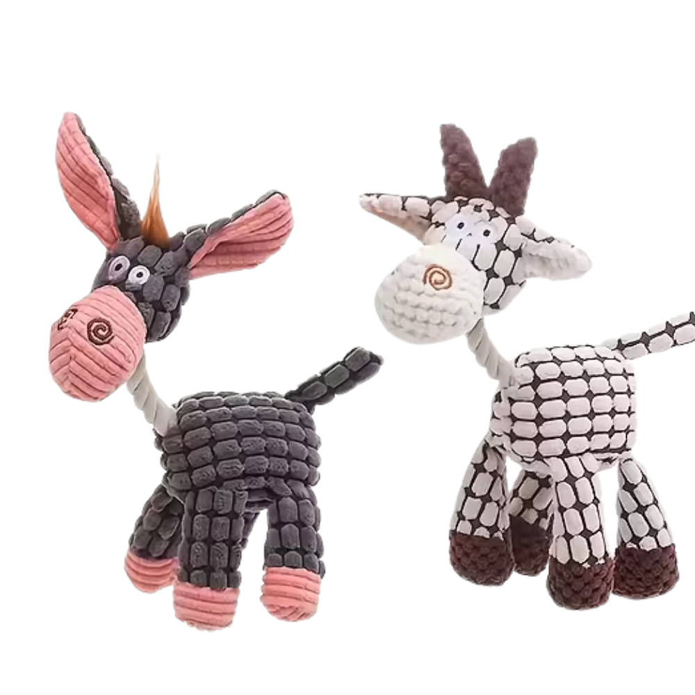 Chew-Resistant Squeaky Donkey Plush Toy for Dogs – Durable Soft Toy with Sound & Tug Support