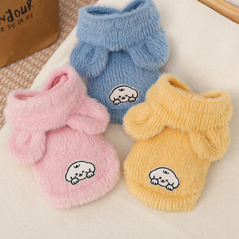 Cartoon Fleece Pet Hoodie – Soft, Snuggly & Super Cute!