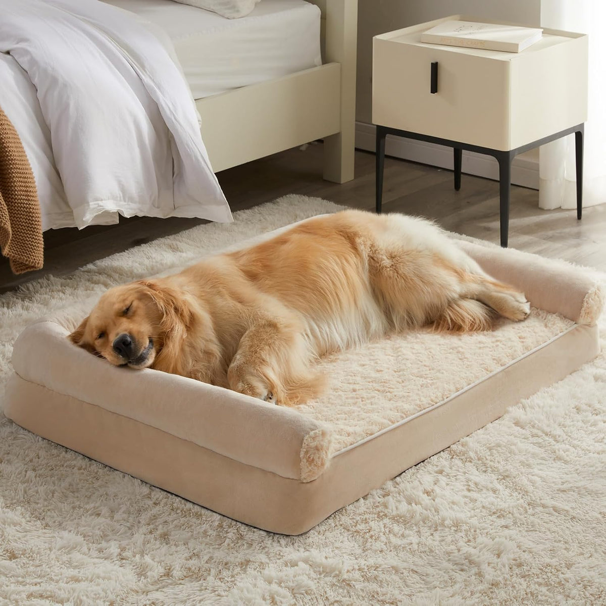 Cozy Sofa-Style Dog Bed with Washable Cover & Waterproof Liner