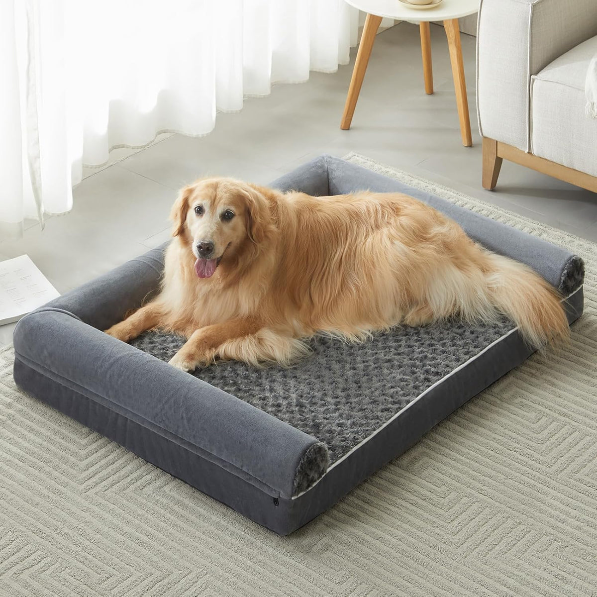 Cozy Sofa-Style Dog Bed with Washable Cover & Waterproof Liner