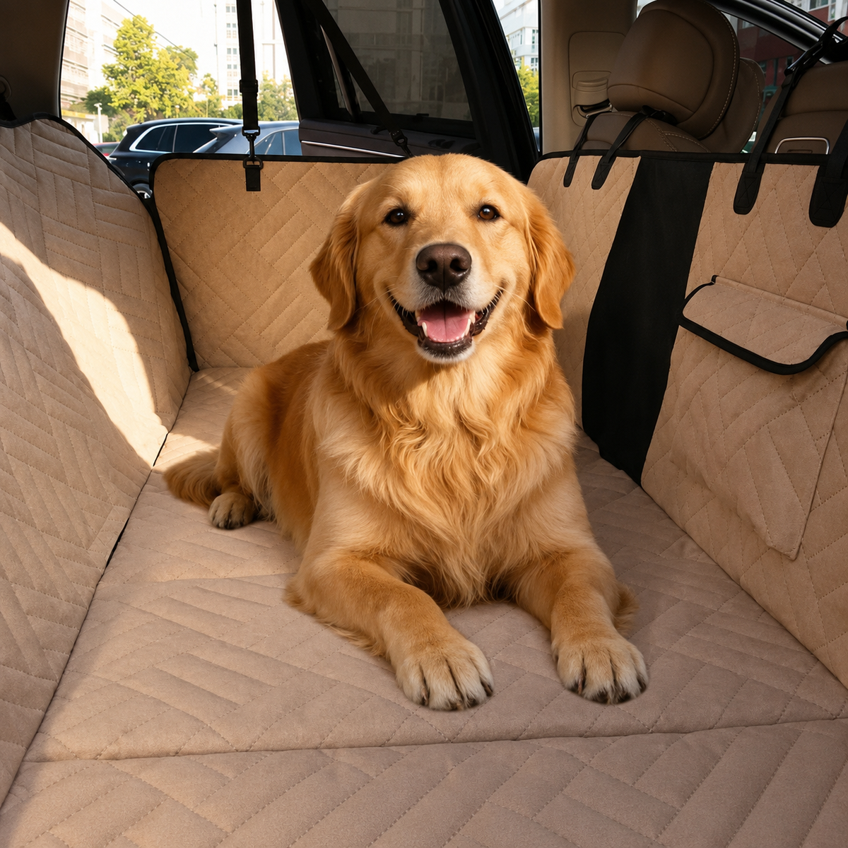 Waterproof & Foldable Dog Car Seat Cover – Heavy-Duty Oxford Fabric for Medium to Large Dogs