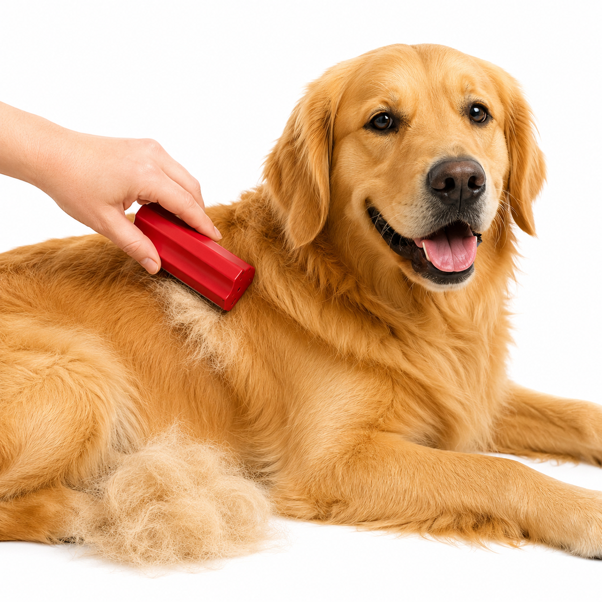 Undercoat Deshedding Brush for Dogs, Cats & Horses — Wood Handle + Rubber Bristles