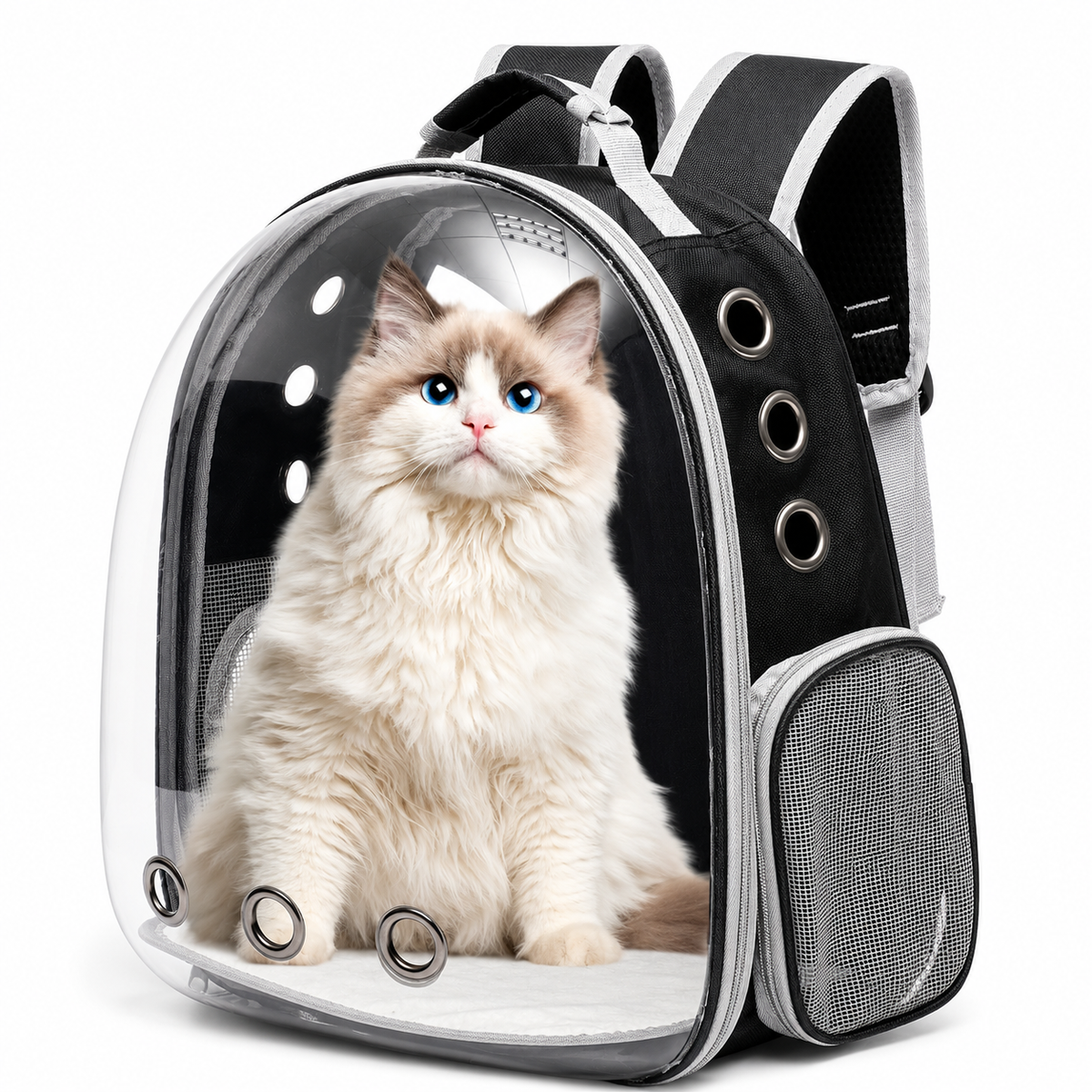 Clear Bubble Pet Carrier Backpack – Ventilated, Padded Straps, Panoramic View for Cats & Small Pets