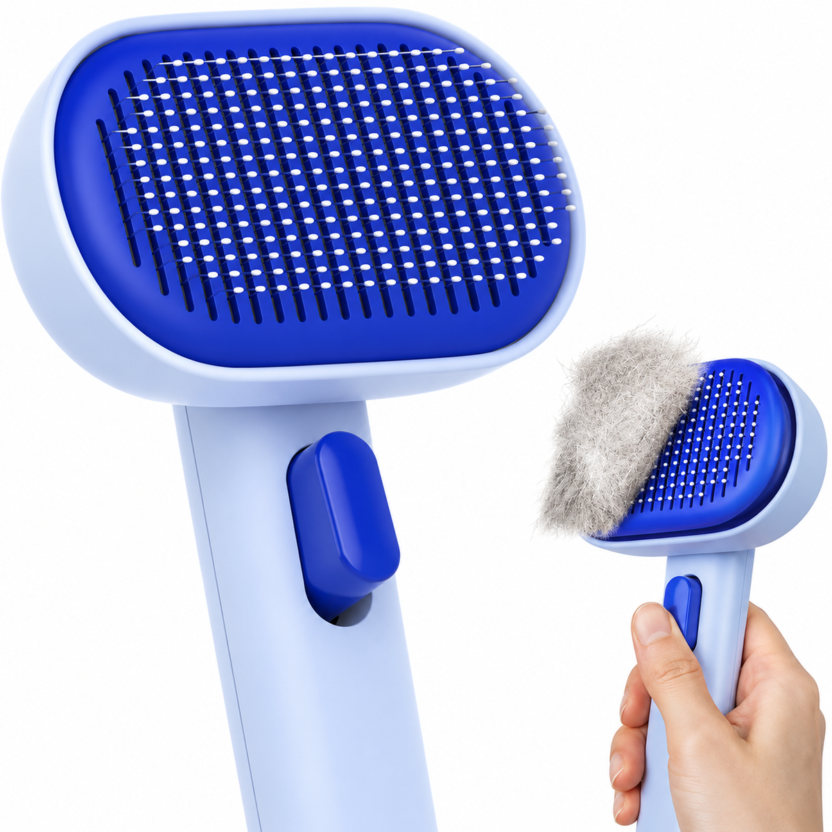 Self-Cleaning Slicker Brush for Dogs & Cats — Deshedding Grooming Tool with Easy Hair Release