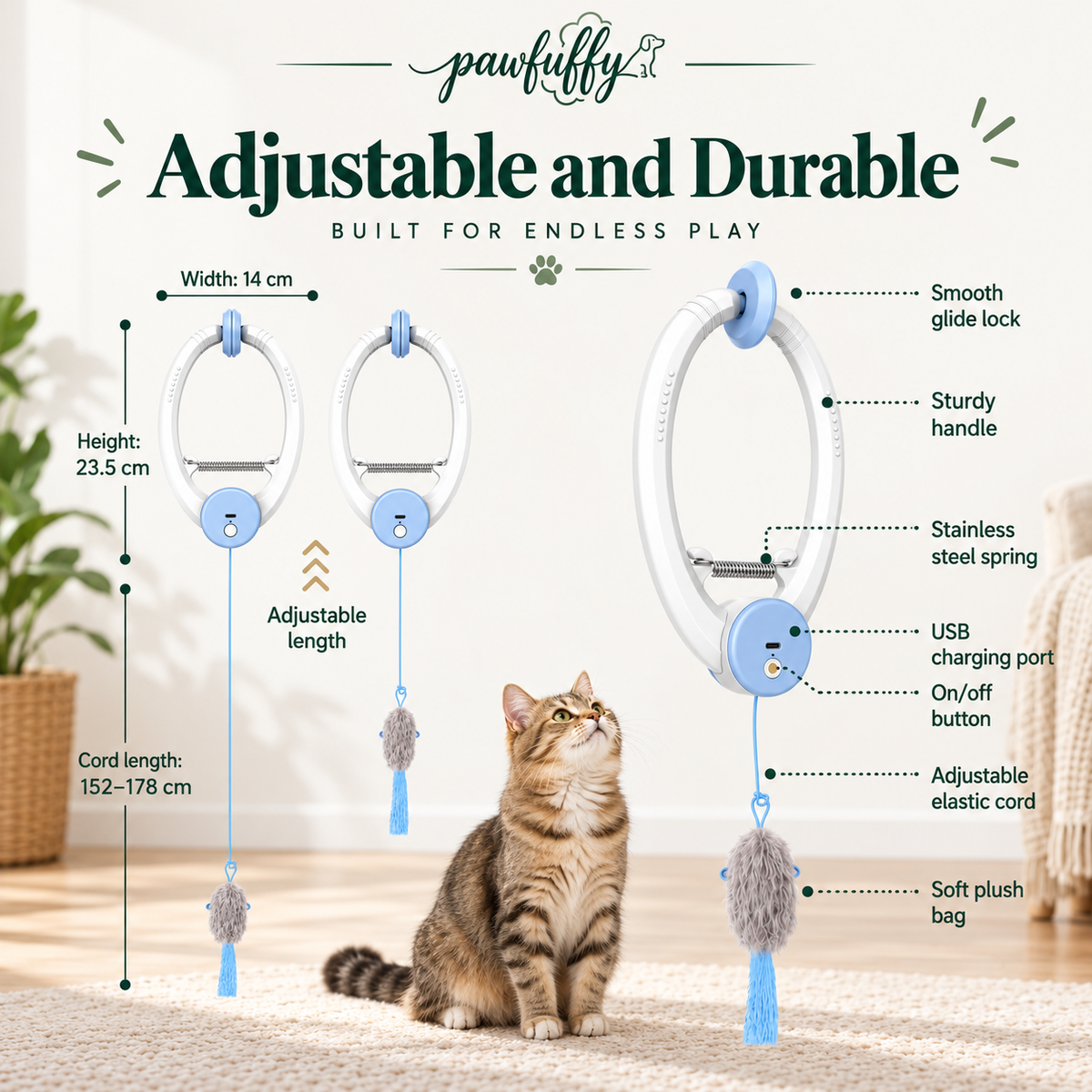 PurrBounce™ – Automatic Hanging Cat Teaser Toy