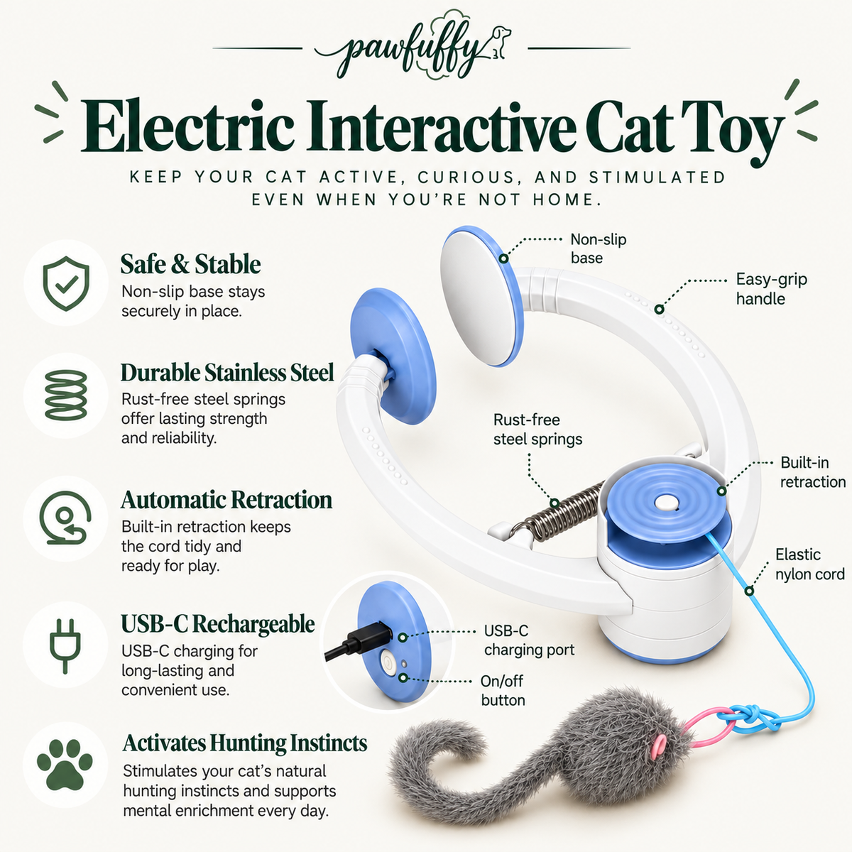 PurrBounce™ – Automatic Hanging Cat Teaser Toy
