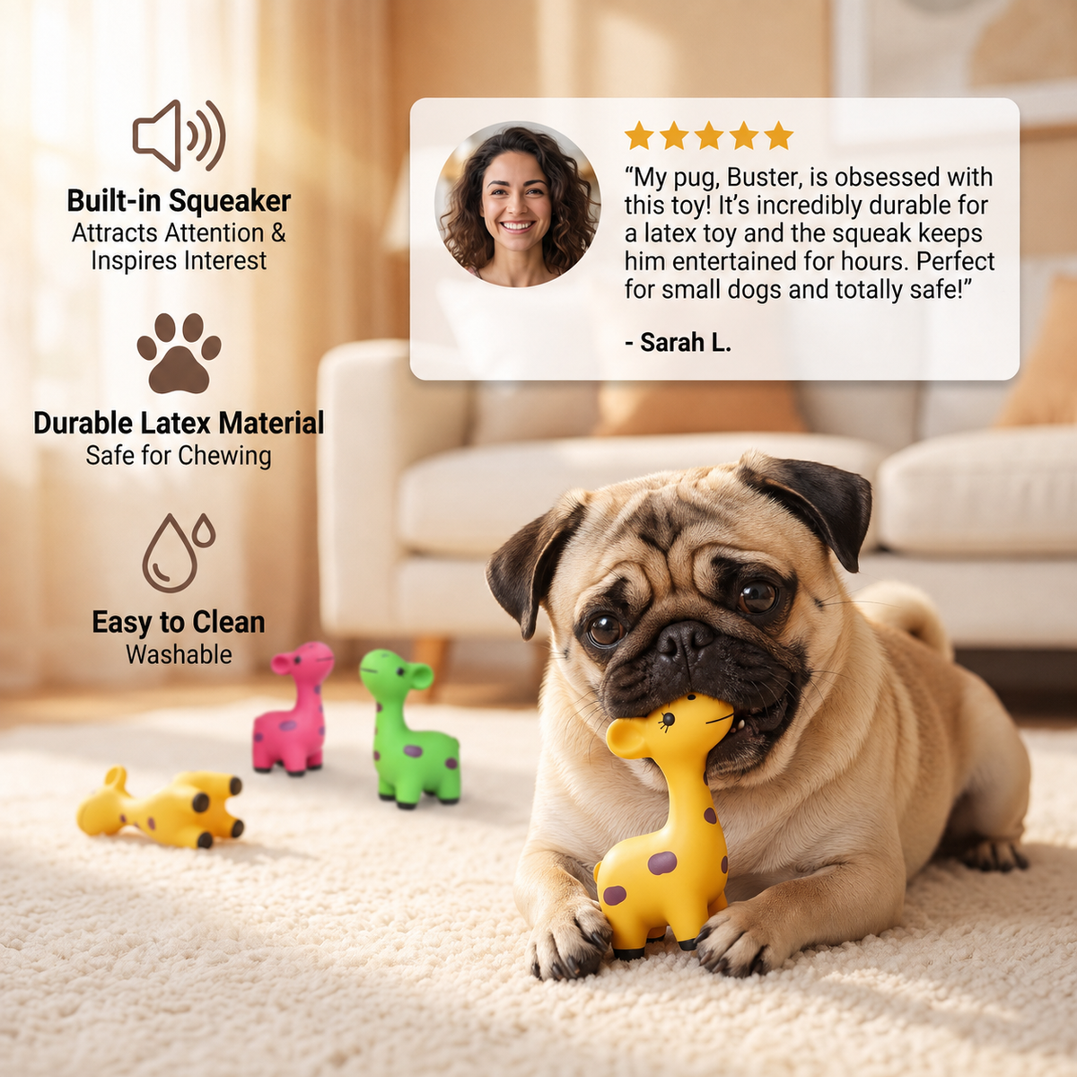Squeaky Latex Deer Chew Toy for Dogs