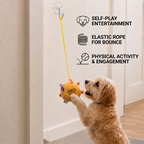 Interactive Hanging Dog Ball Toy with Bouncy Elastic Rope & Mounting Hook