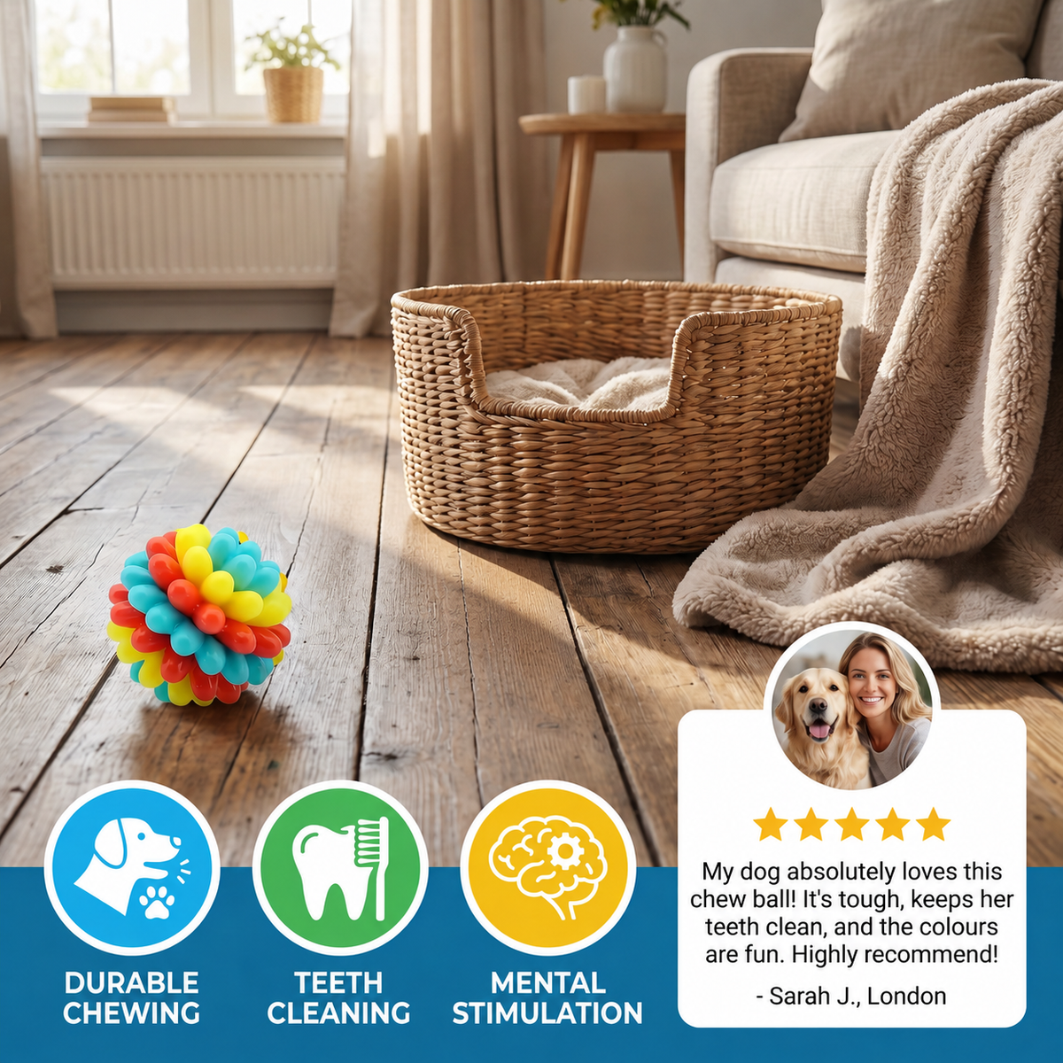 Colorful Bumpy Dog Chew Ball – Fun, Durable Toy for Chewing & Play