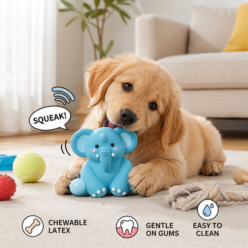 Cute Latex Chew & Squeak Dog Toy – Fun, Durable, and Full of Sound!