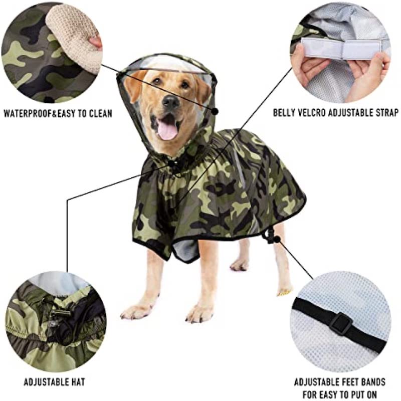 Dog Raincoat with Adjustable Belly Strap & Leash Hole – Waterproof, Breathable, High-Visibility Orange