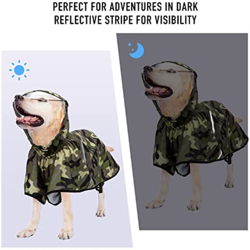 Dog Raincoat with Adjustable Belly Strap & Leash Hole – Waterproof, Breathable, High-Visibility Orange