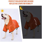 Breathable Dog Raincoat with Adjustable Belly Strap & Leash Hole — Reflective Hoodie, Waterproof Lightweight Poncho for Medium to Large Dogs (Orange, 3XL)