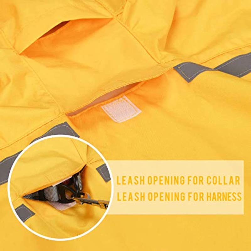 Dog Raincoat with Adjustable Belly Strap & Leash Hole — Waterproof, Reflective, Lightweight Rain Jacket for Medium to Large Dogs (Orange, 3XL)