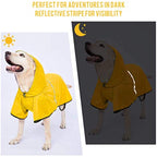 Dog Raincoat with Adjustable Belly Strap & Leash Hole — Waterproof, Reflective, Lightweight Rain Jacket for Medium to Large Dogs (Orange, 3XL)