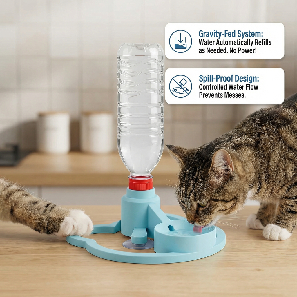 Automatic Pet Water Dispenser – No Power Needed, Spill-Proof & Travel-Friendly