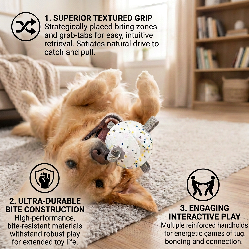 Eco-Friendly Indestructible Dog Ball – Bite-Resistant Tug & Fetch Toy