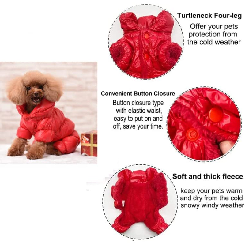 Winter Puppy Dog Coat – Waterproof & Windproof Fleece Snowsuit for Small Dogs
