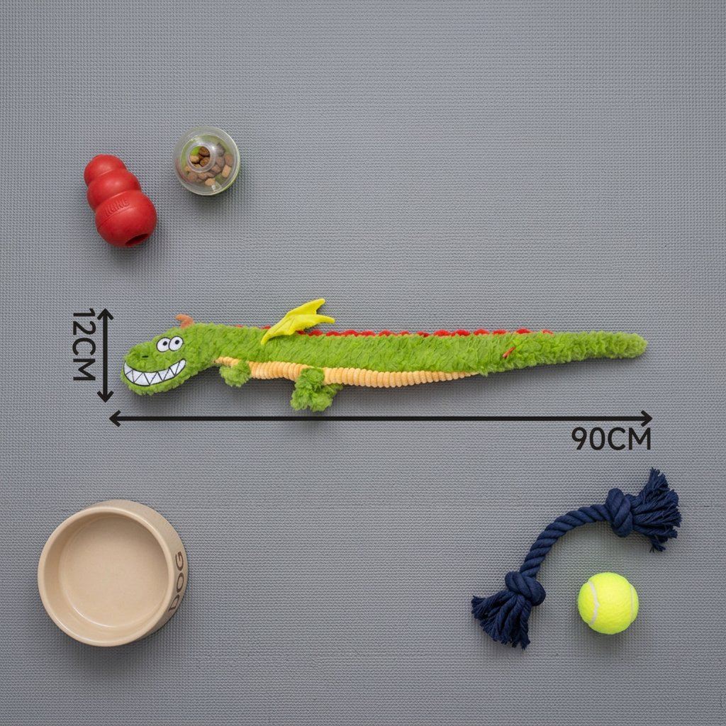 Durable Plush Dragon Dog Toy – Squeaky & Crinkle Tug Toy for Puppies and Adult Dogs