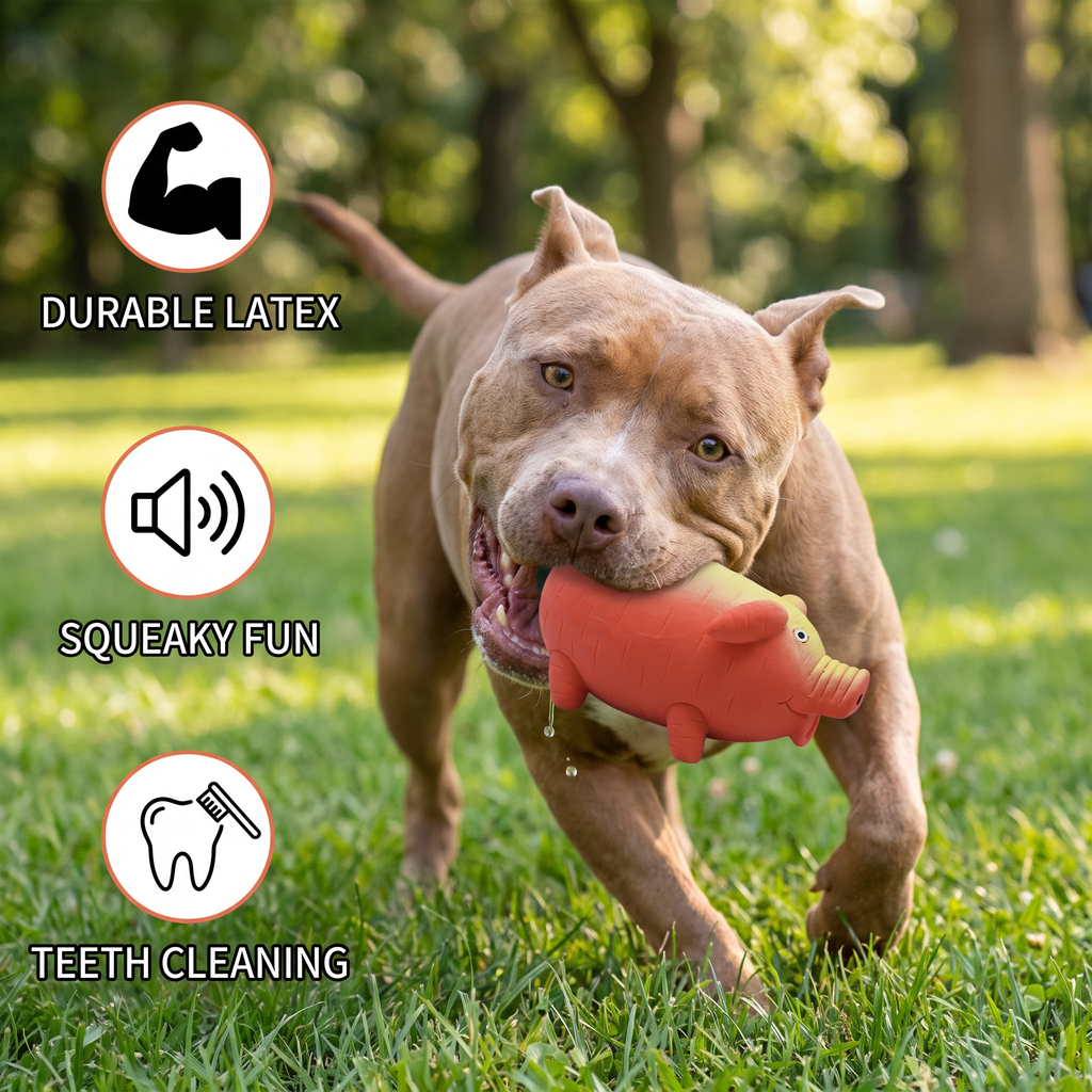 Durable Squeaky Latex Farm Animal Dog Toy – Pig Shape with Fun Squeaker