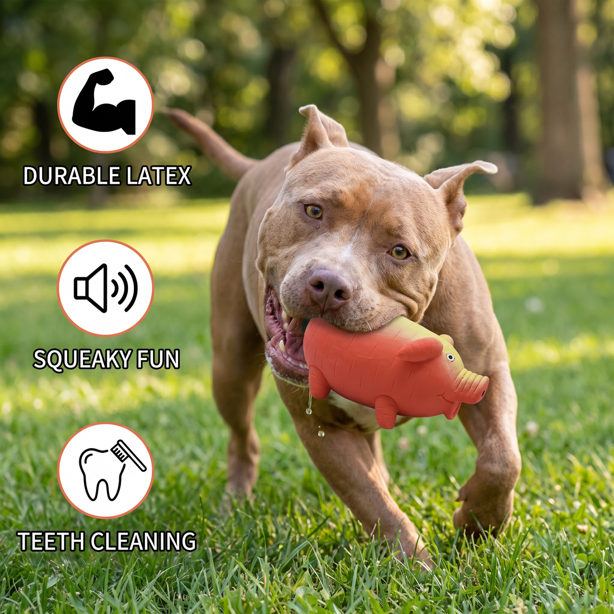 Durable Squeaky Latex Farm Animal Dog Toy – Pig Shape with Fun Squeaker