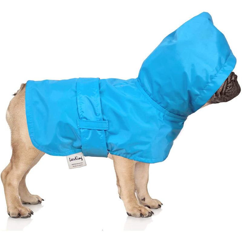 Hooded Dog Raincoat with Leash Hole — Waterproof Double-Layer Rain Jacket with Soft Cotton Lining for Small, Medium & Large Dogs (10 Sizes)