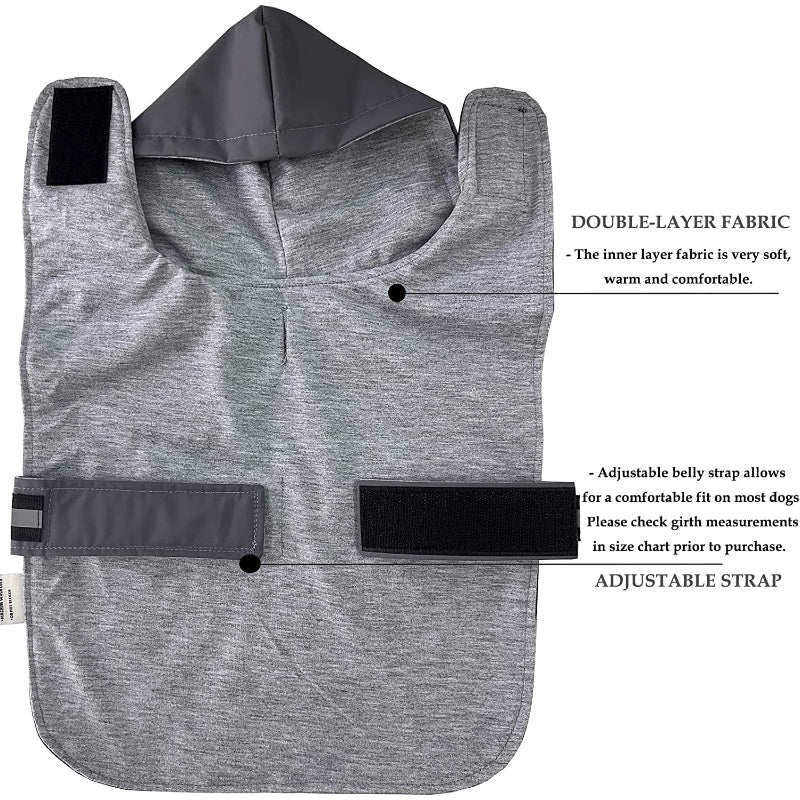 Hooded Dog Raincoat with Leash Hole — Waterproof Double-Layer Rain Jacket with Soft Cotton Lining for Small, Medium & Large Dogs (10 Sizes)