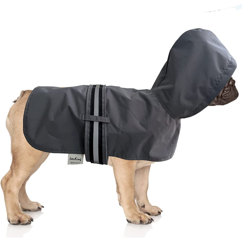 Hooded Dog Raincoat with Leash Hole — Waterproof Double-Layer Rain Jacket with Soft Cotton Lining for Small, Medium & Large Dogs (10 Sizes)