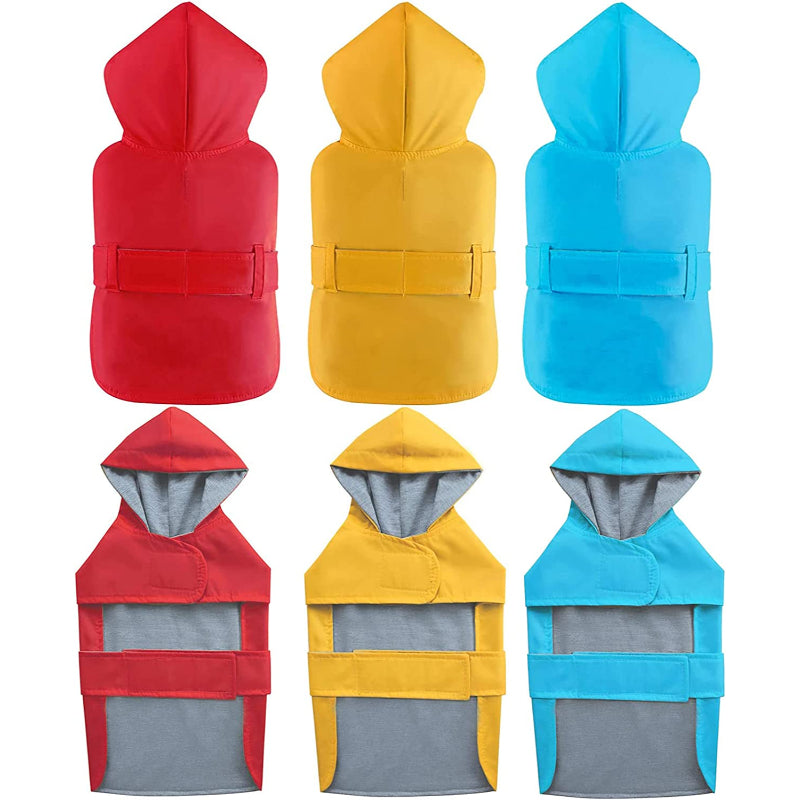 Hooded Dog Raincoat with Leash Hole — Waterproof Double-Layer Rain Jacket with Soft Cotton Lining for Small, Medium & Large Dogs (10 Sizes)