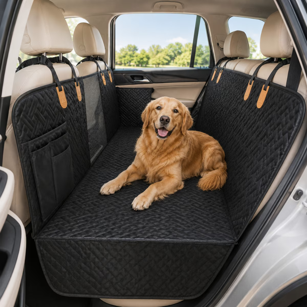 Waterproof & Foldable Dog Car Seat Cover – Heavy-Duty Oxford Fabric for Medium to Large Dogs
