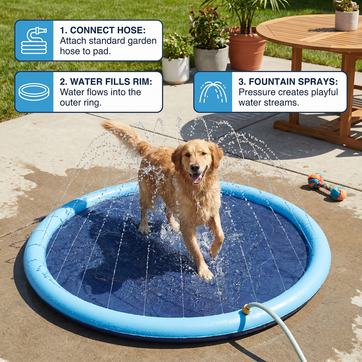 Durable Dog Splash Fountain Pad – Keep Your Pup Cool & Active All Summer!