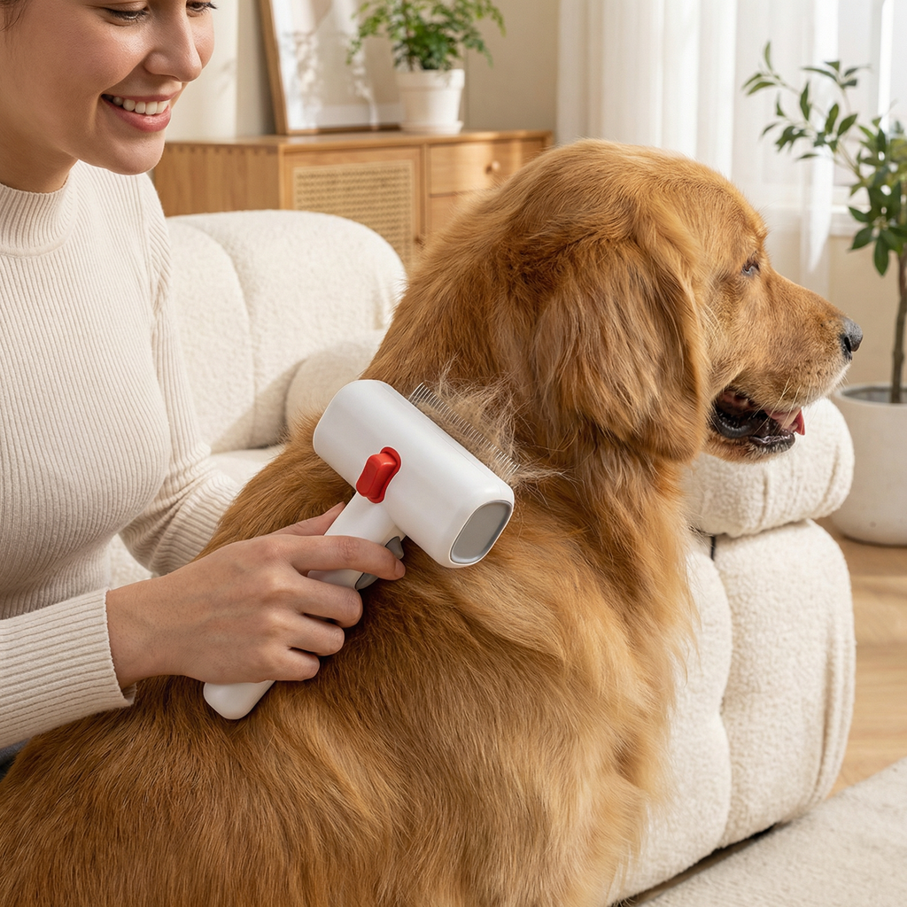 2-in-1 Pet Grooming Brush – Dematting Tool & Undercoat Comb for Dogs & Cats